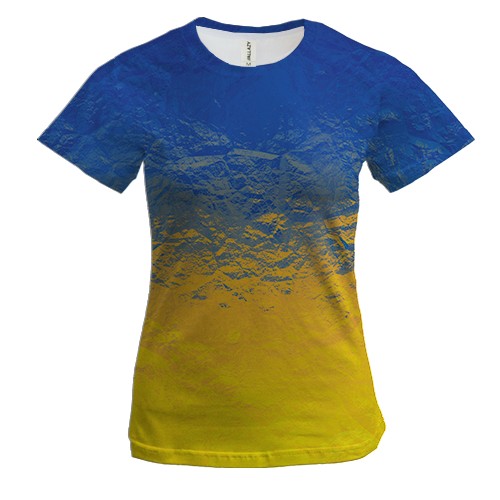 Женская 3D футболка флаг Украины (стекло)
