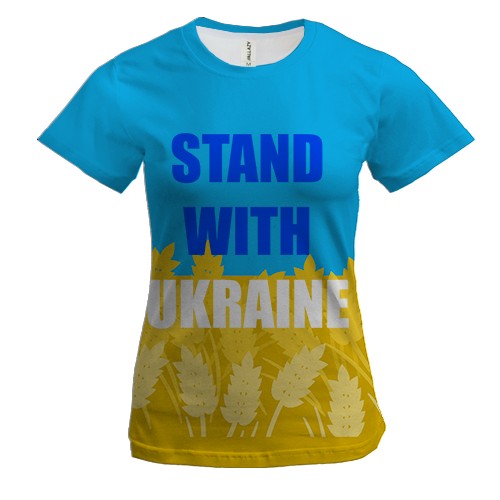 Женская 3D футболка Stand With Ukraine (2)