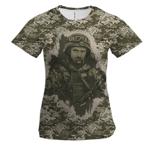 Женская 3D футболка с Тарасом Шевченко - Слава Украине (пиксель)