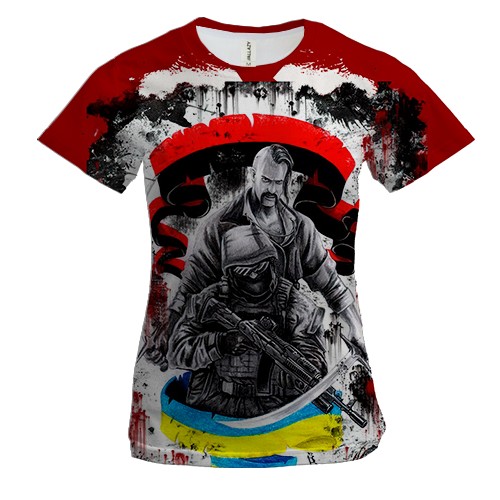 Жіноча 3D футболка з воїнами - Я люблю Україну