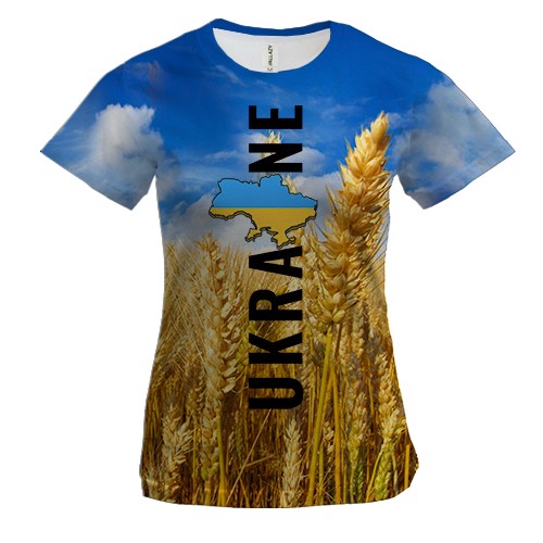 Жіноча 3D футболка Ukraine (поле пшениці)
