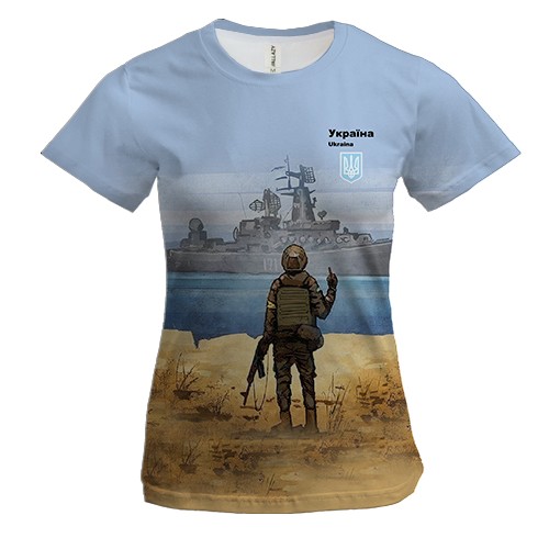 Женская 3D футболка Русский корабль...