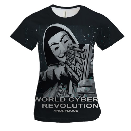Женская 3D футболка Кибервойска Anonymous