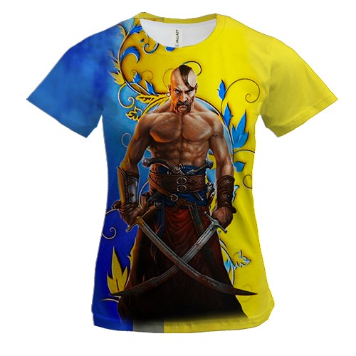 Женская 3D футболка Казак с мечами