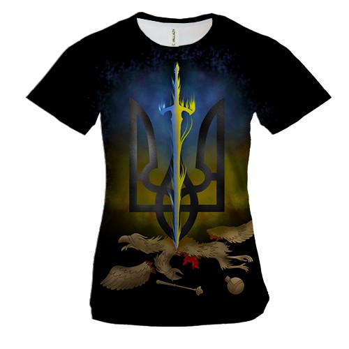 Женская 3D футболка Победа Украины над россией