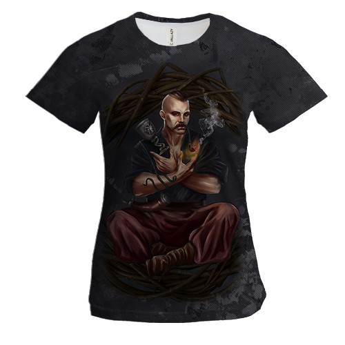 Женская 3D футболка Козак с трубкой