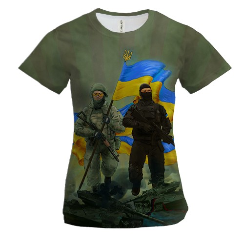 Женская 3D футболка Украинские воины