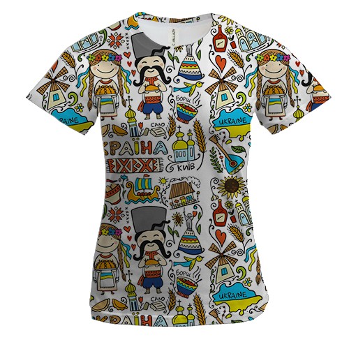 Женская 3D футболка клипарт Ukraine