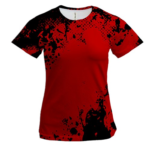 Женская 3D футболка черно-красного цвета