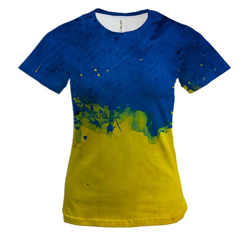Женская 3D футболка акварельный флаг Украины