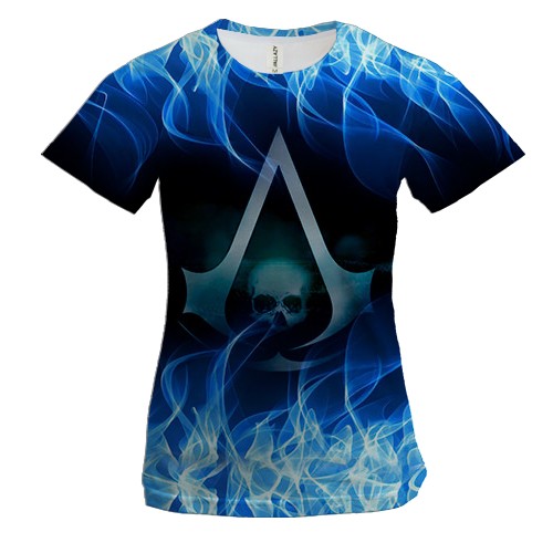 Женская 3D футболка Assassin’s Creed (лого в огне)