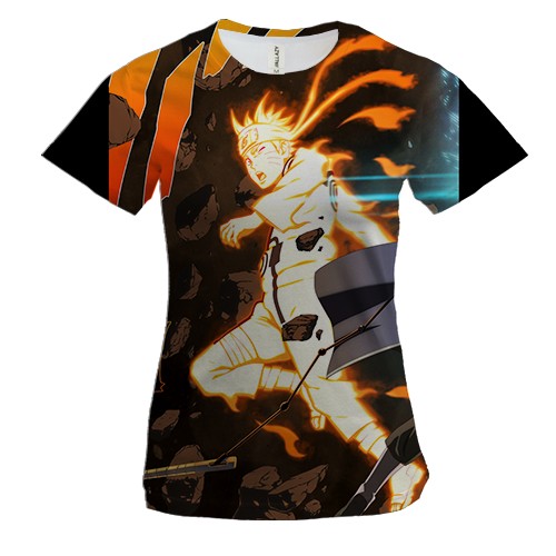 Женская 3D футболка Naruto fighting 2