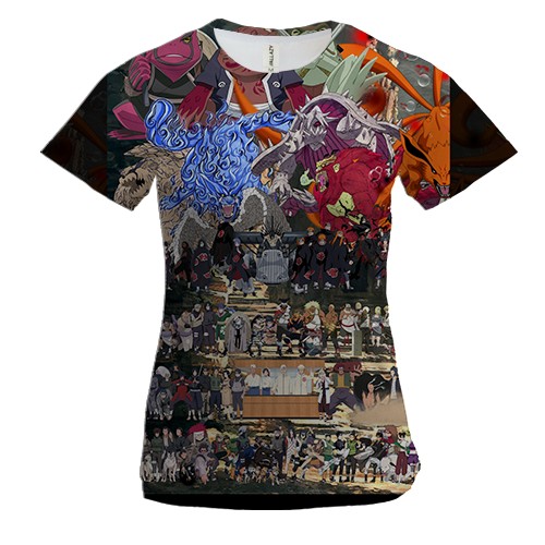 Женская 3D футболка Naruto all characters