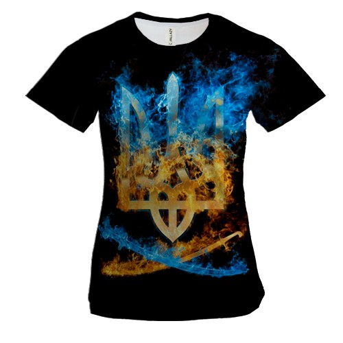 Жіноча 3D футболка з вогненним тризубом