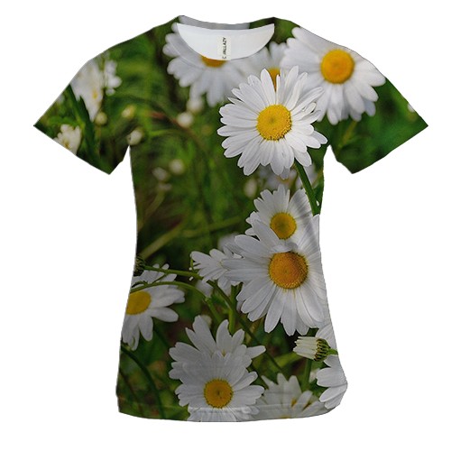 Женская 3D футболка с цветами ромашками