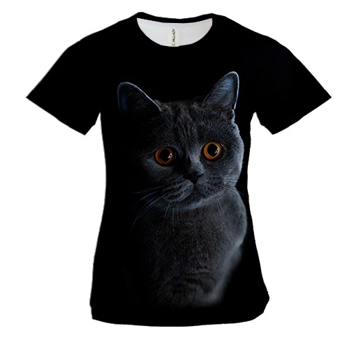 Женская 3D футболка с котом "Британец"