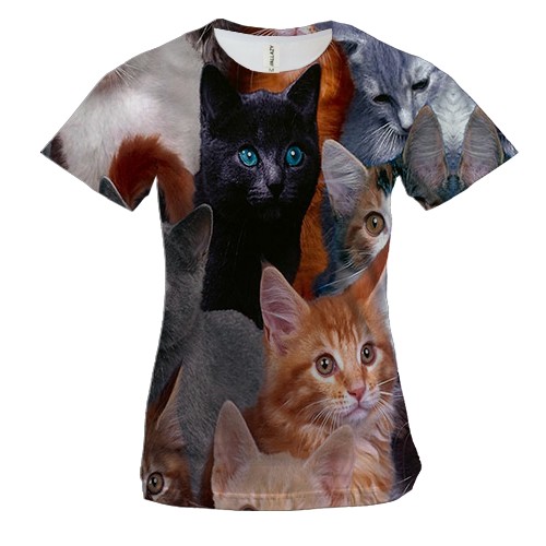 Жіноча 3D футболка з котами