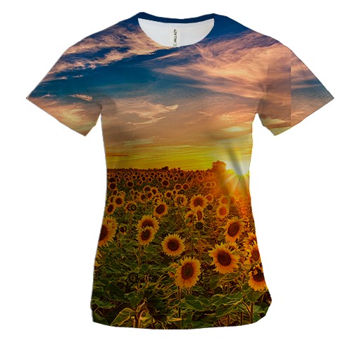 Женская 3D футболка Поле подсолнухов