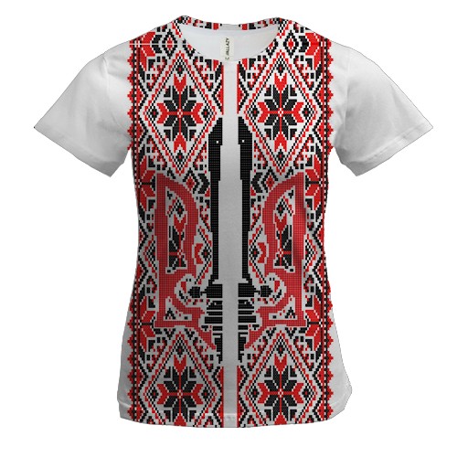 Жіноча 3D футболка з малюнком у вигляді вишиванки з гербом