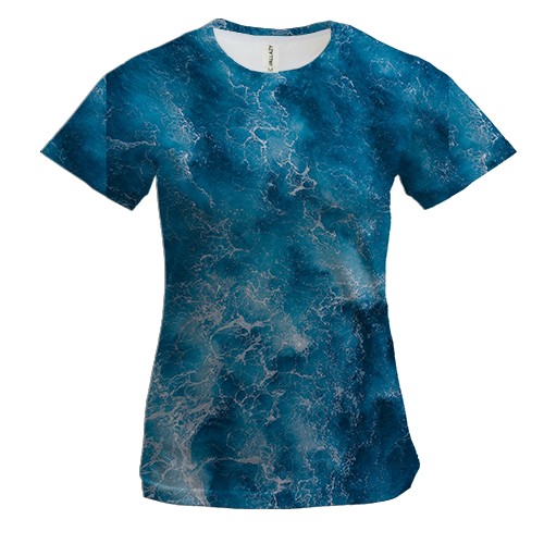 Женская 3D футболка Sea waves pattern