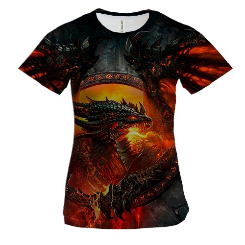 Жіноча 3D футболка з вогнедихаючим драконом