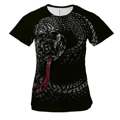 Женская 3D футболка с шипящей коброй