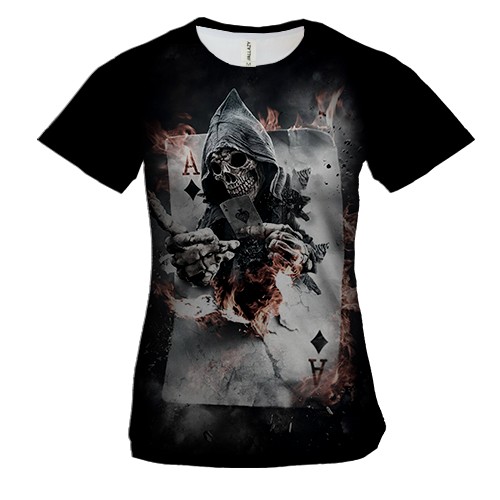 Жіноча 3D футболка Смерть в гральній карті