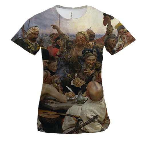 Женская 3D футболка с картиной "Запорожцы пишут письмо турецкому