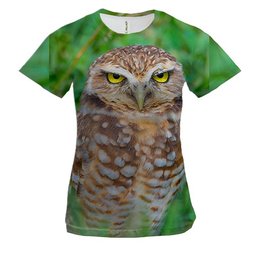 Жіноча 3D футболка Сова наклон головы