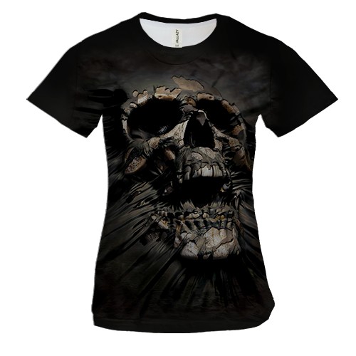 Женская 3D футболка Прорыв черепа