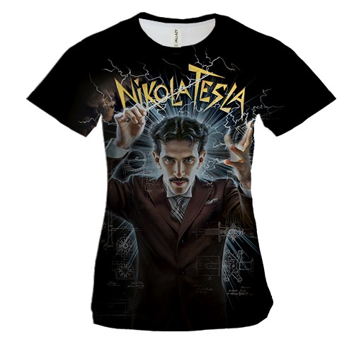 Женская 3D футболка Никола Тесла