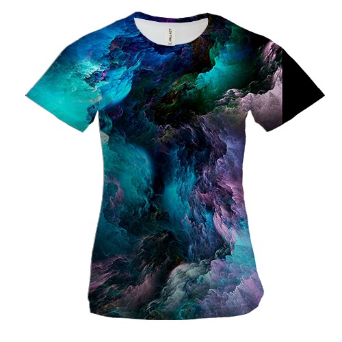 Женская 3D футболка с яркими клубами дыма