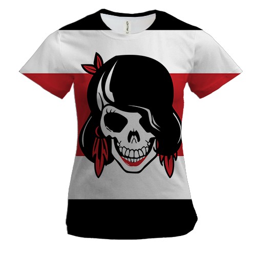 Женская 3D футболка с девушкой скелетом (2)