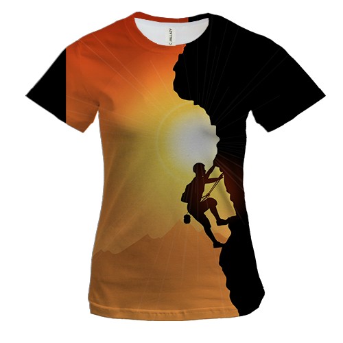 Женская 3D футболка со скалолазом 2