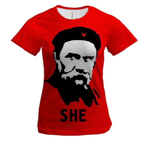 Жіноча 3D футболка з Тарасом Шевченком в стилі Че Гевари