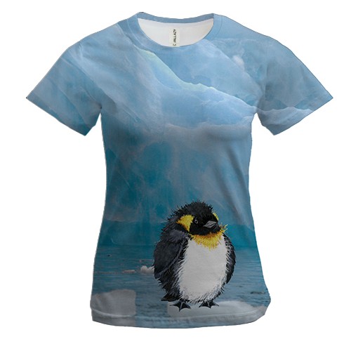 Женская 3D футболка с пингвином