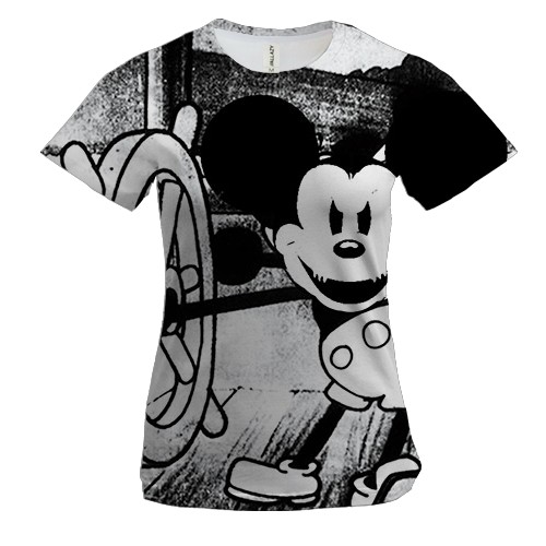 Женская 3D футболка со злым Микки Маусом