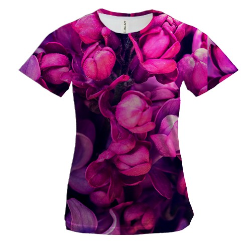 Жіноча 3D футболка Purple petals pattern
