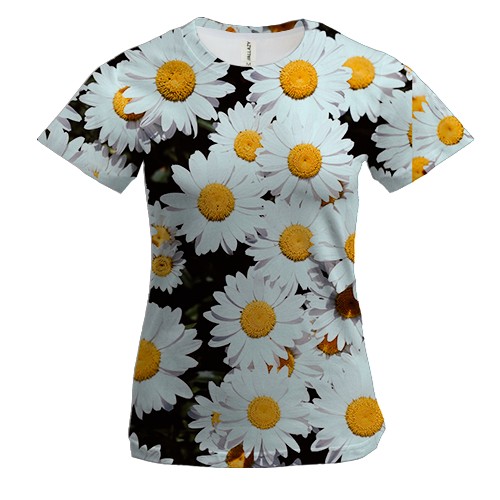 Женская 3D футболка Паттерн цветы ромашки