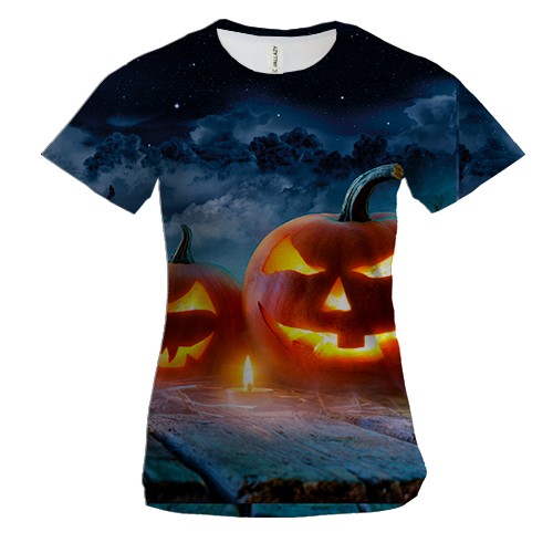 Жіноча 3D футболка Halloween pumpkins