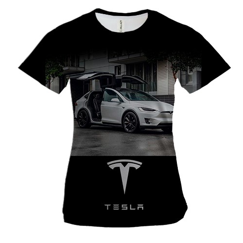 Женская 3D футболка White Tesla