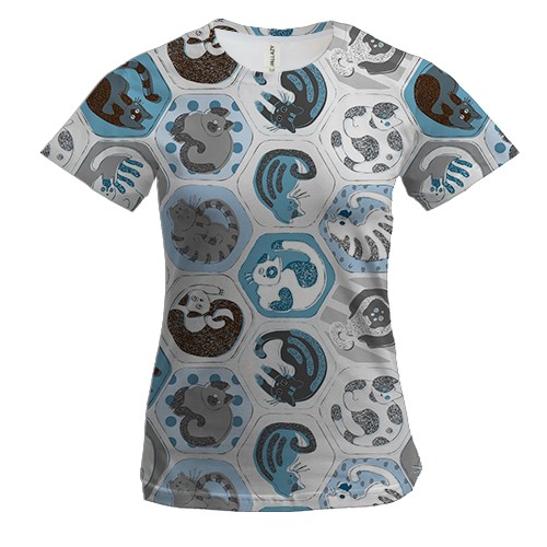 Женская 3D футболка Коты в сотах Арт