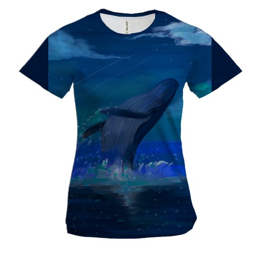 Жіноча 3D футболка Кіт виринає з води