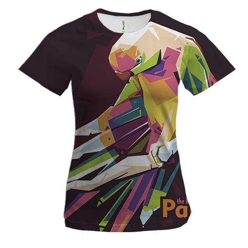 Женская 3D футболка с акварельным попугаем