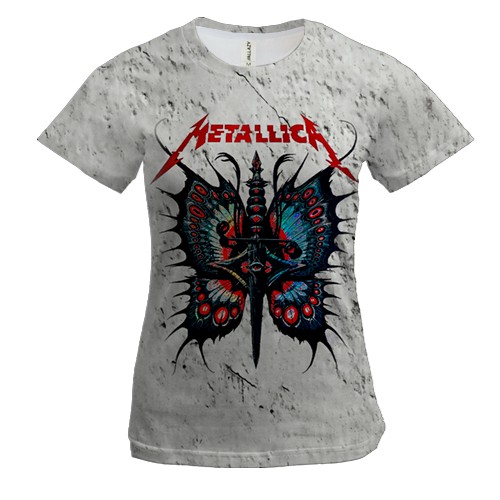 Женская 3D футболка Metallica с бабочкой