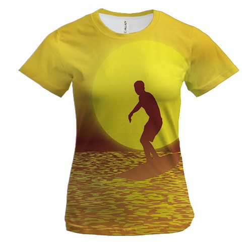 Женская 3D футболка с солнечным серфером