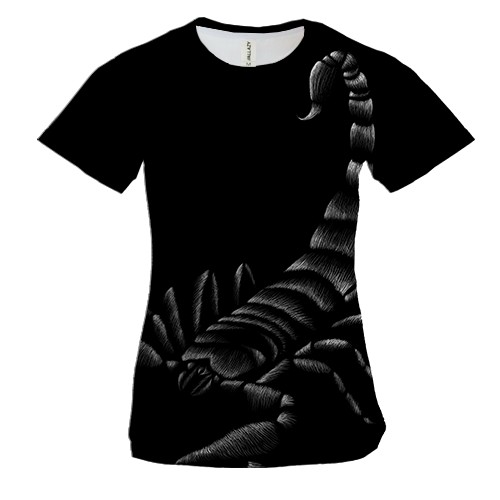 Женская 3D футболка с контурным скорпионом