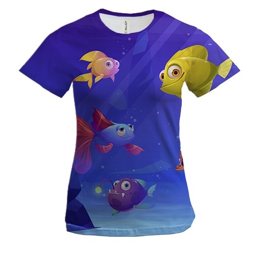Женская 3D футболка с подводными рыбками