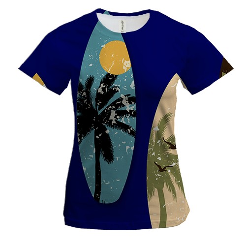 Жіноча 3D футболка з дошками для серфінгу