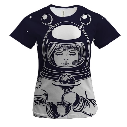 Женская 3D футболка с девочкой в скафандре